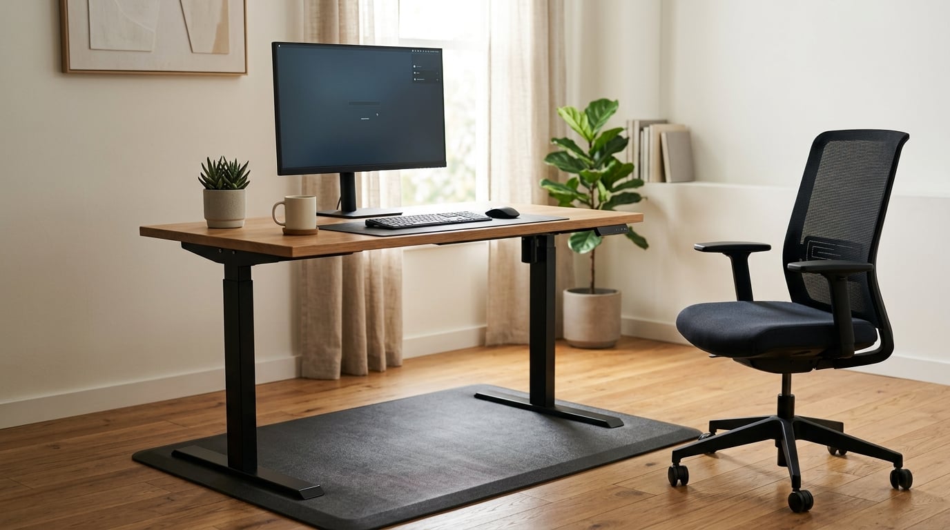 sit stand desk vs standing desk mat