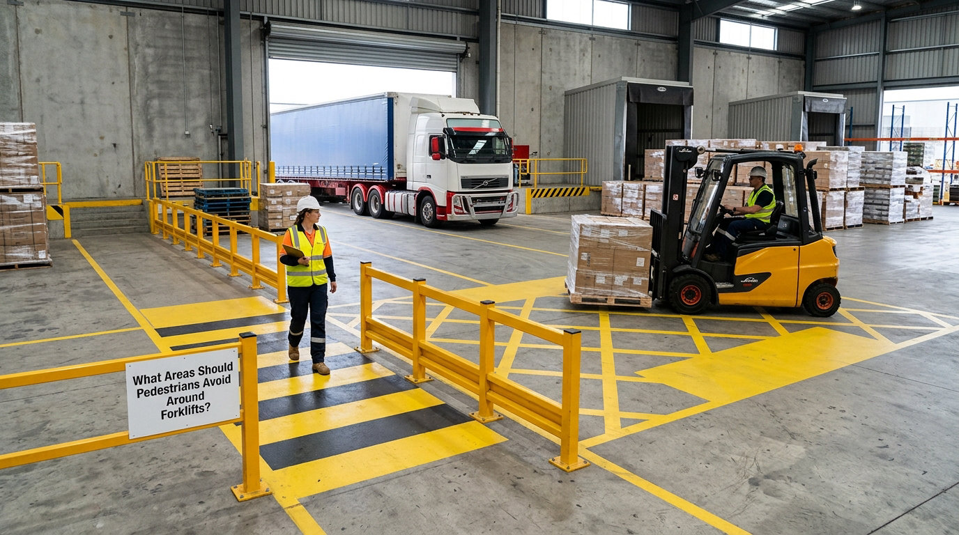 What Areas Should Pedestrians Avoid Around Forklifts?