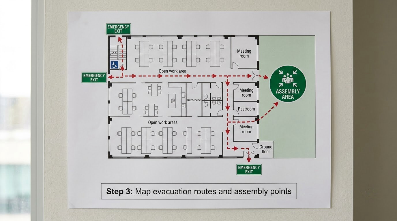 Step 3: Map evacuation routes and assembly points