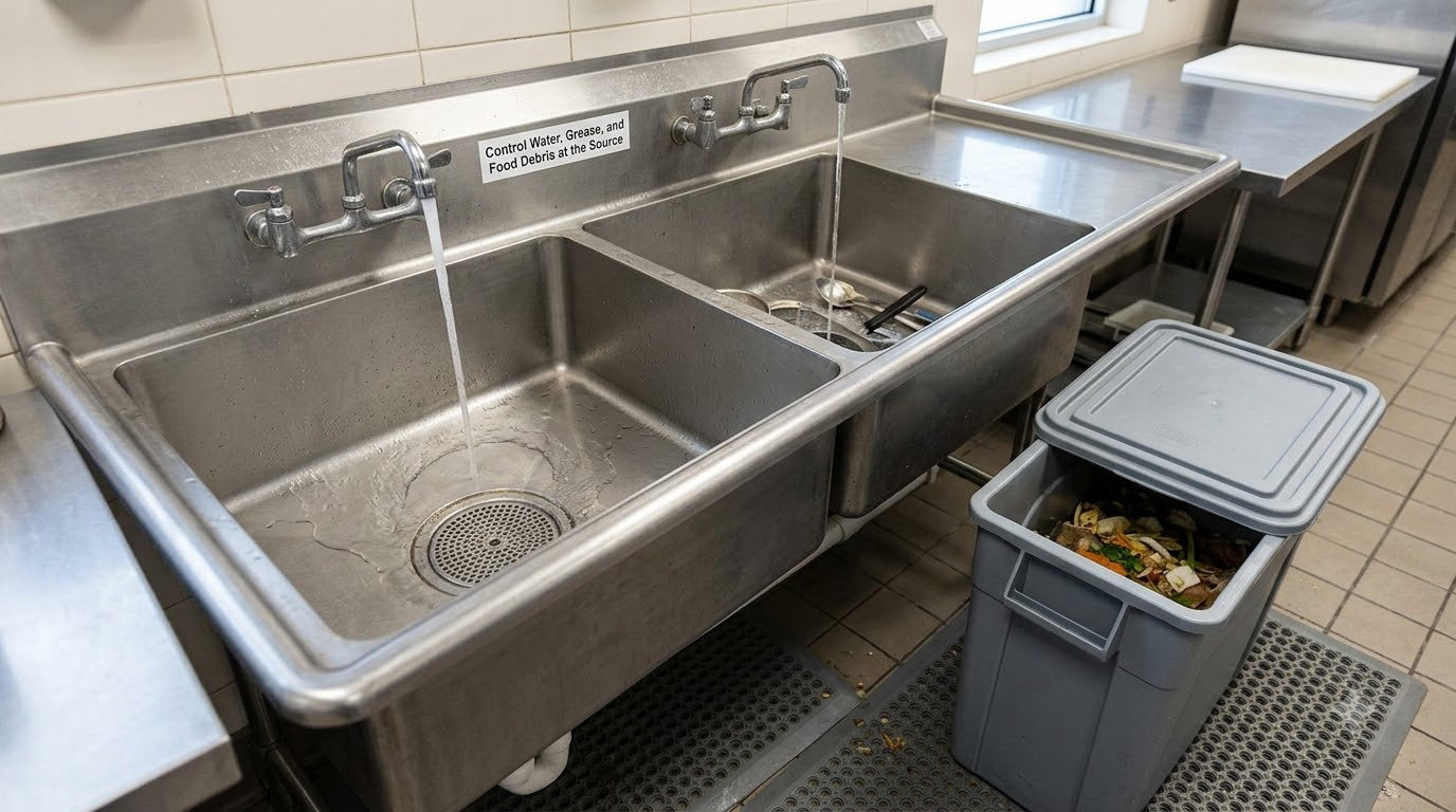 Control Water, Grease, and Food Debris at the Source