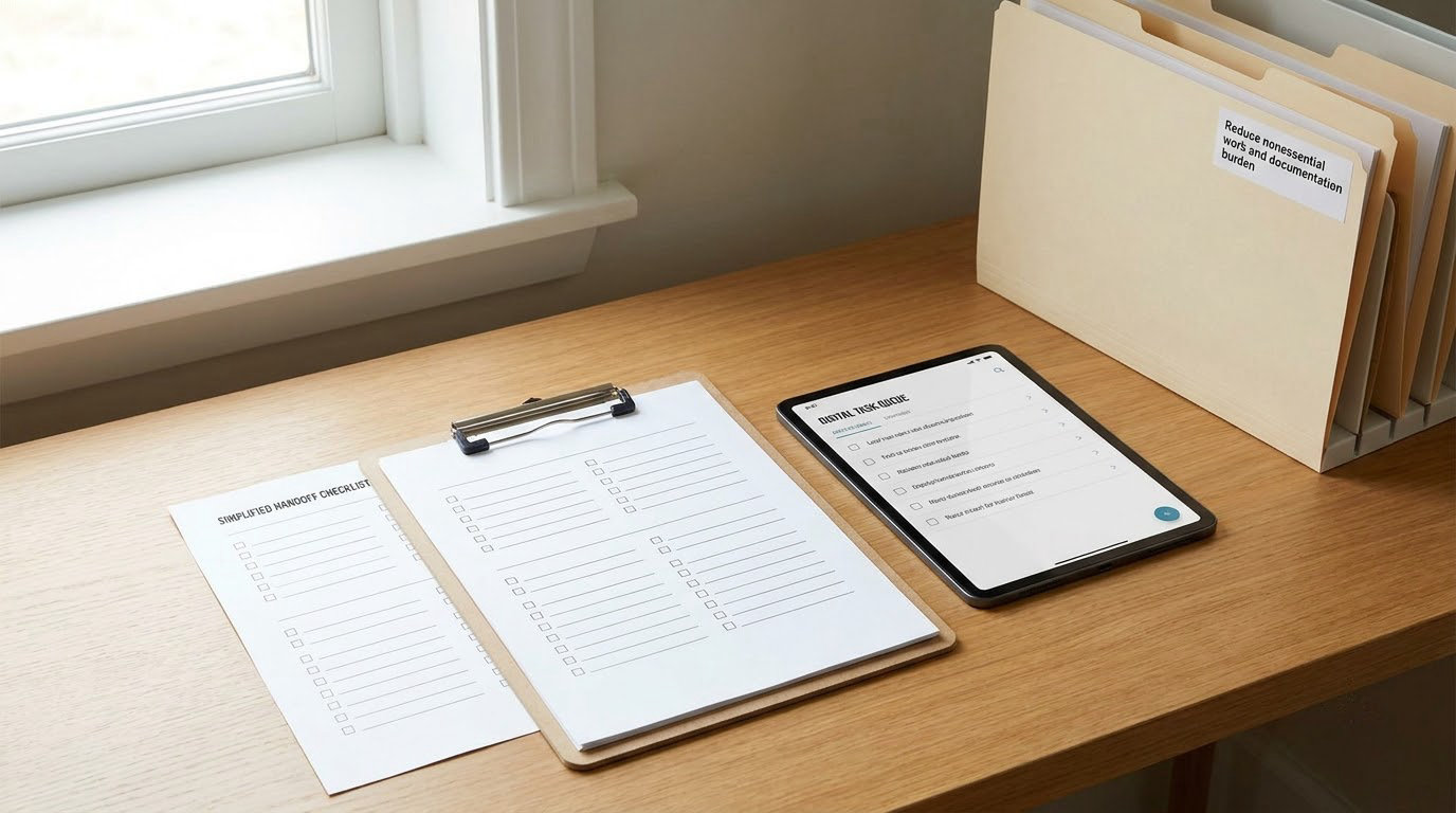 Reduce nonessential work and documentation burden