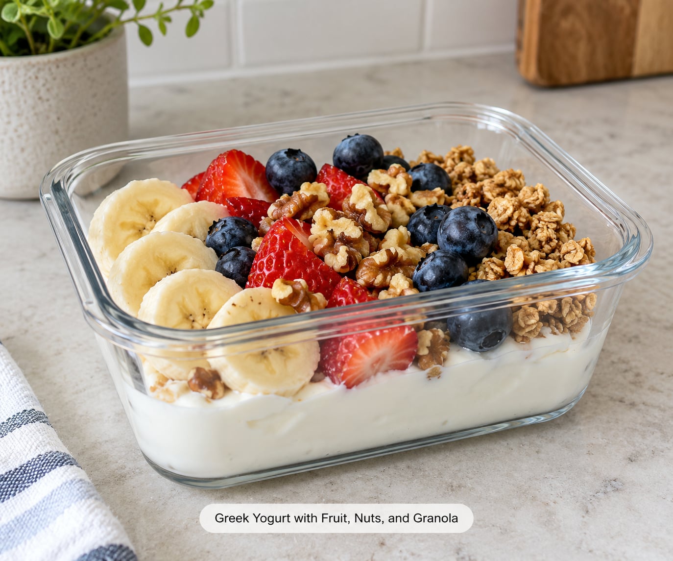 Greek Yogurt with Fruit, Nuts, and Granola