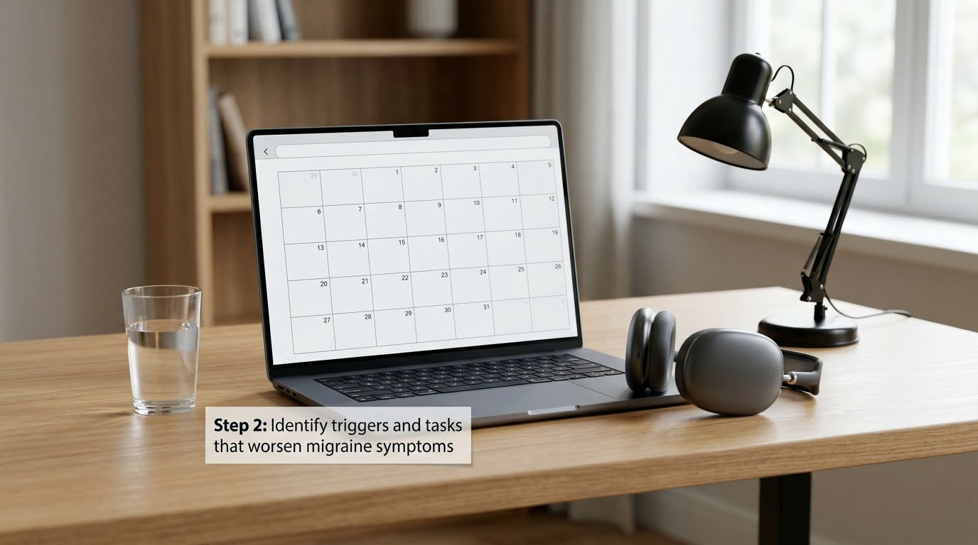 Step 2: Identify triggers and tasks that worsen migraine symptoms