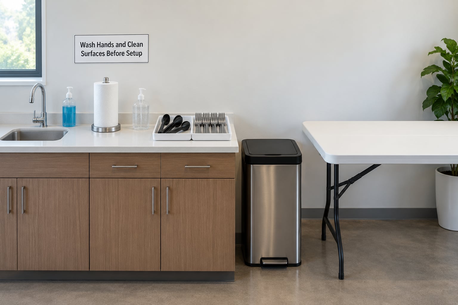 Wash Hands and Clean Surfaces Before Setup