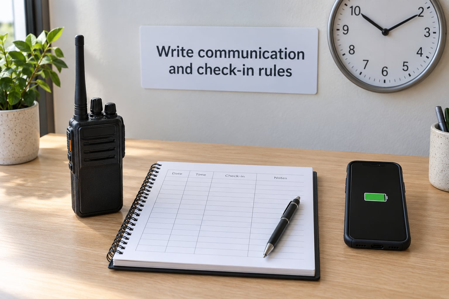 Write communication and check-in rules